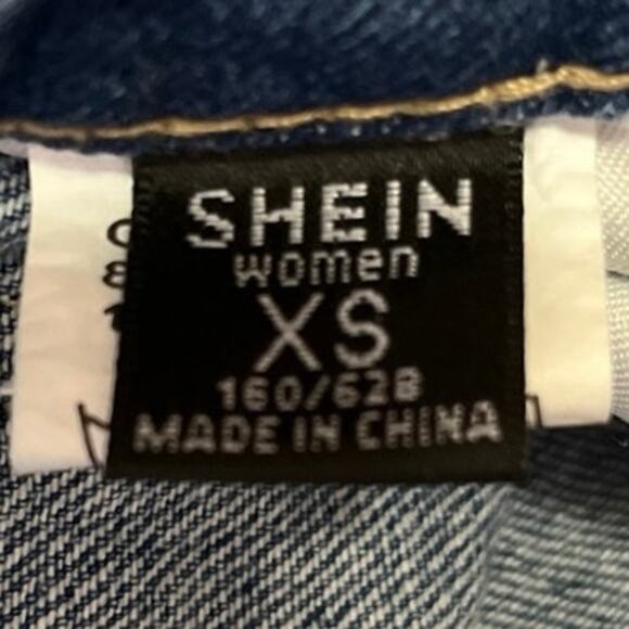 Shein Blue Light Wash High Rise Distressed Ankle Straight Leg Jeans Pants Sz XS - Picture 4 of 5